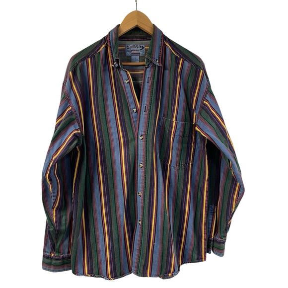 Vintgae Striped Long Sleeve Shirt 100% Cotton Medium Introspect Jeanswear - Picture 1 of 8